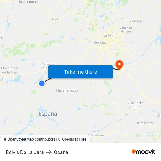 Belvís De La Jara to Ocaña map