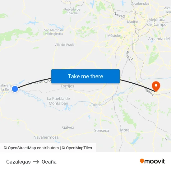 Cazalegas to Ocaña map