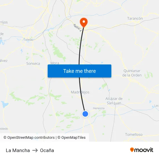 La Mancha to Ocaña map