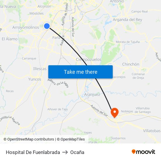 Hospital De Fuenlabrada to Ocaña map