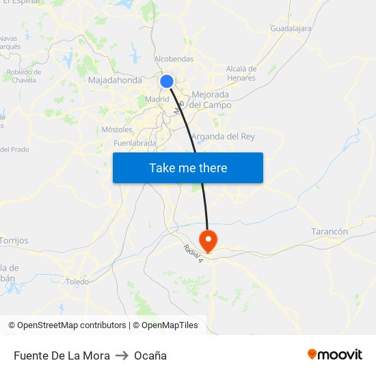 Fuente De La Mora to Ocaña map