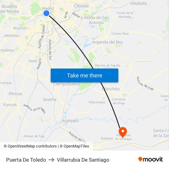 Puerta De Toledo to Villarrubia De Santiago map