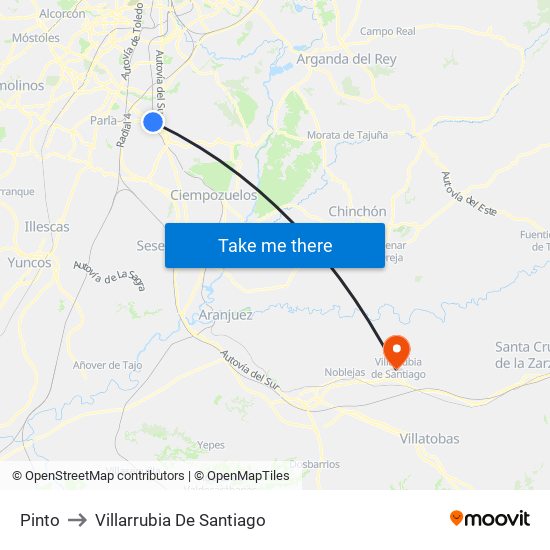 Pinto to Villarrubia De Santiago map