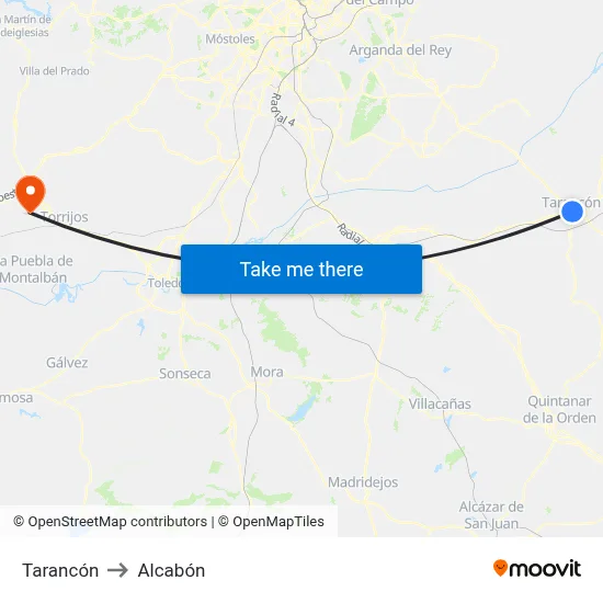 Tarancón to Alcabón map