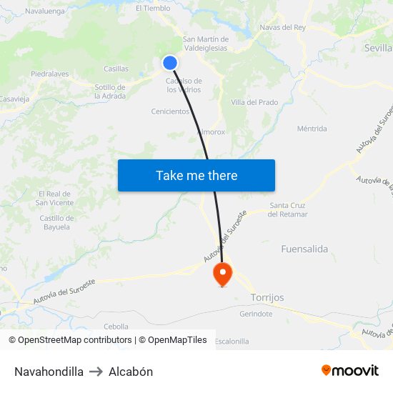 Navahondilla to Alcabón map
