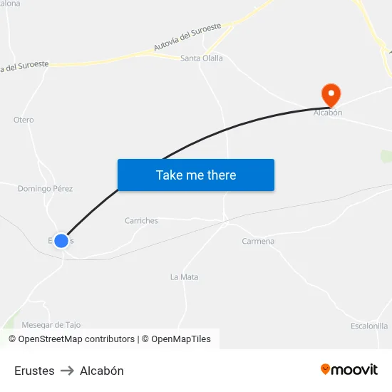 Erustes to Alcabón map