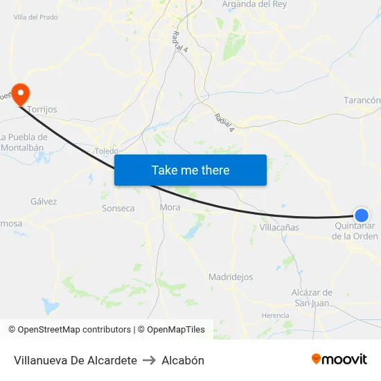 Villanueva De Alcardete to Alcabón map
