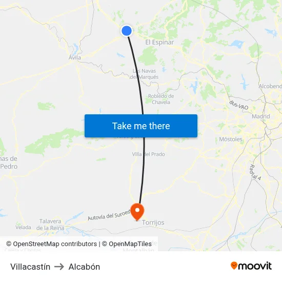 Villacastín to Alcabón map
