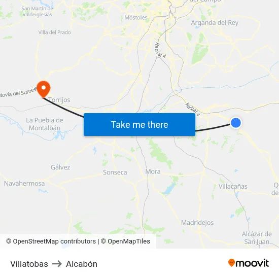 Villatobas to Alcabón map
