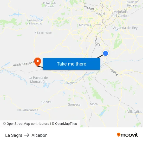 La Sagra to Alcabón map