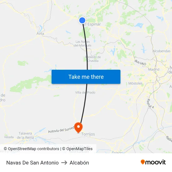 Navas De San Antonio to Alcabón map