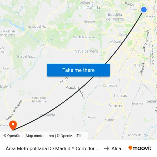 Área Metropolitana De Madrid Y Corredor Del Henares to Alcabón map