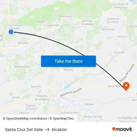 Santa Cruz Del Valle to Alcabón map