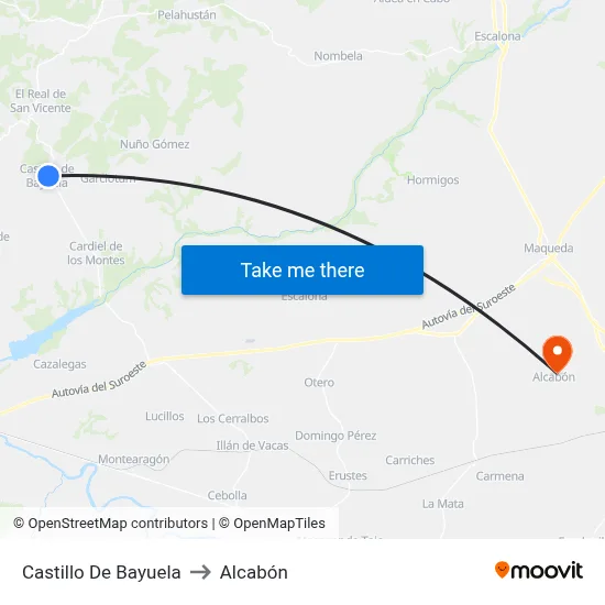 Castillo De Bayuela to Alcabón map