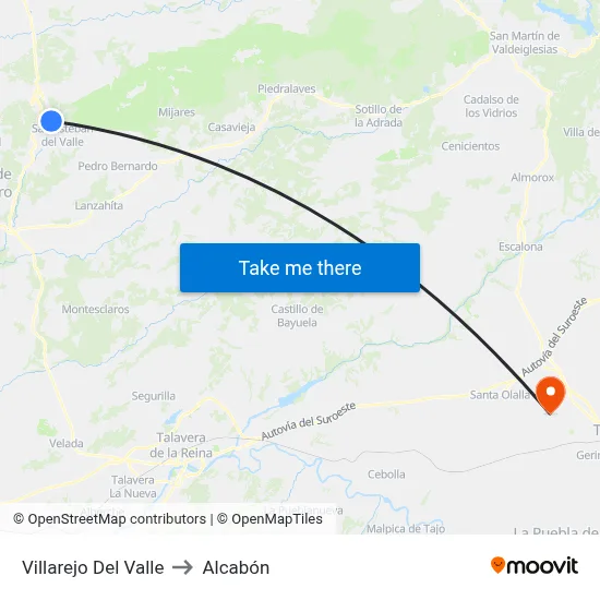 Villarejo Del Valle to Alcabón map