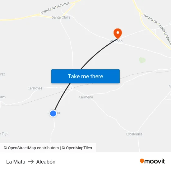 La Mata to Alcabón map
