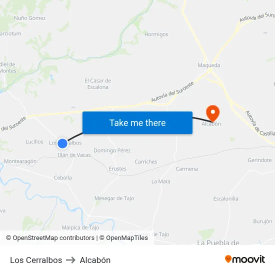 Los Cerralbos to Alcabón map