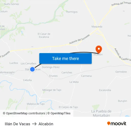 Illán De Vacas to Alcabón map
