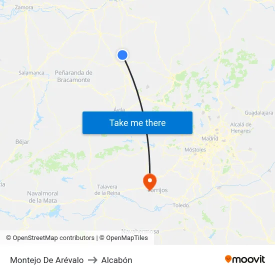Montejo De Arévalo to Alcabón map
