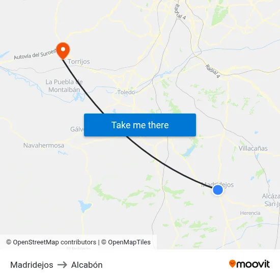 Madridejos to Alcabón map