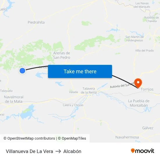 Villanueva De La Vera to Alcabón map