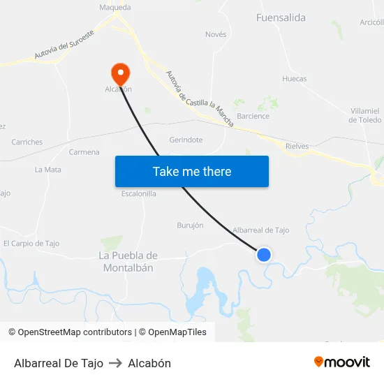 Albarreal De Tajo to Alcabón map