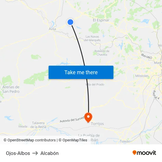 Ojos-Albos to Alcabón map