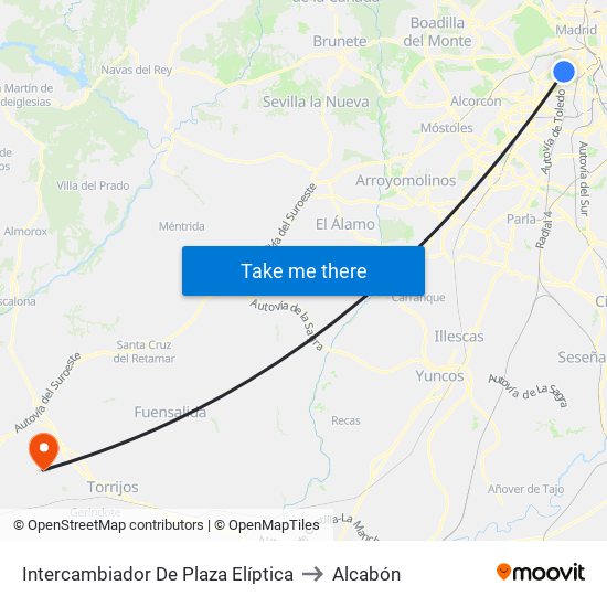 Intercambiador De Plaza Elíptica to Alcabón map