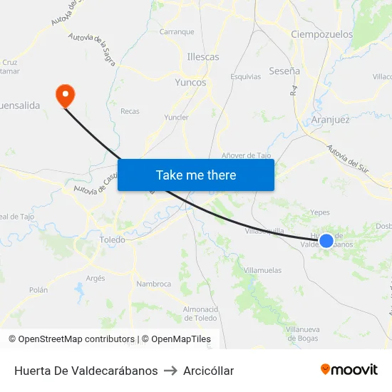Huerta De Valdecarábanos to Arcicóllar map