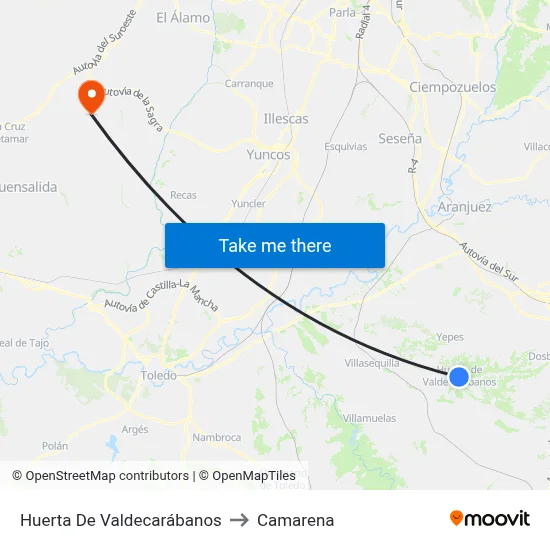 Huerta De Valdecarábanos to Camarena map