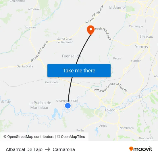 Albarreal De Tajo to Camarena map
