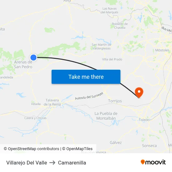 Villarejo Del Valle to Camarenilla map