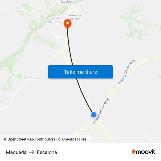 Maqueda to Escalona map