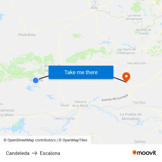 Candeleda to Escalona map