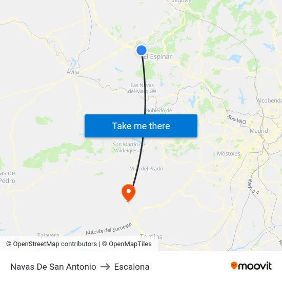 Navas De San Antonio to Escalona map