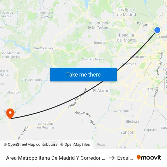 Área Metropolitana De Madrid Y Corredor Del Henares to Escalona map