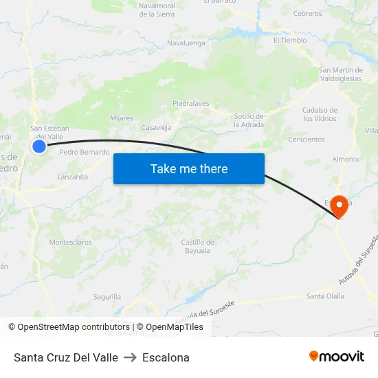 Santa Cruz Del Valle to Escalona map