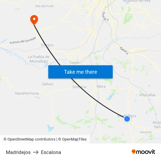 Madridejos to Escalona map