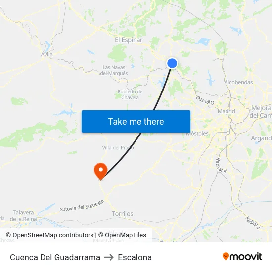 Cuenca Del Guadarrama to Escalona map