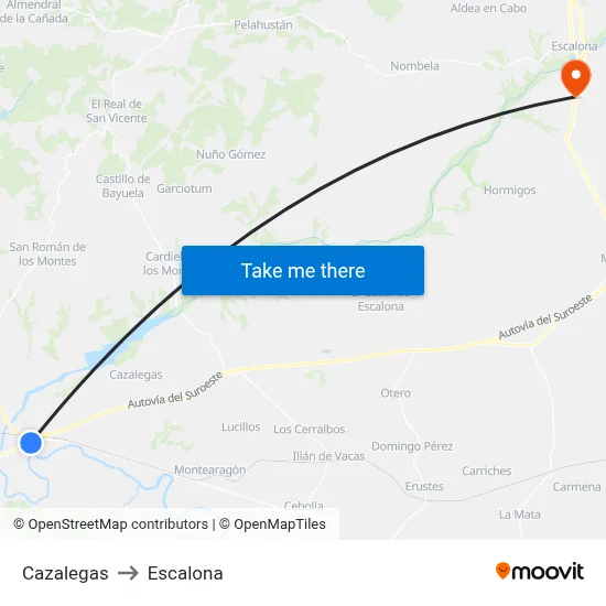 Cazalegas to Escalona map