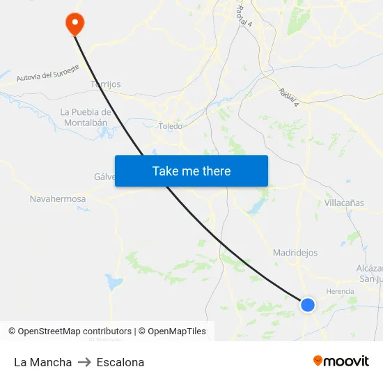 La Mancha to Escalona map
