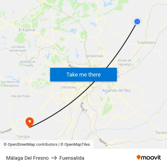 Málaga Del Fresno to Fuensalida map