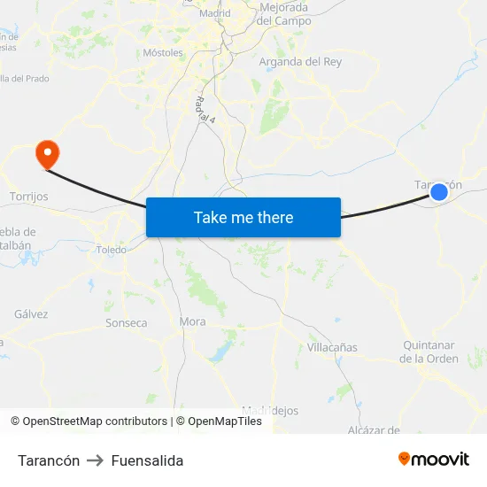 Tarancón to Fuensalida map