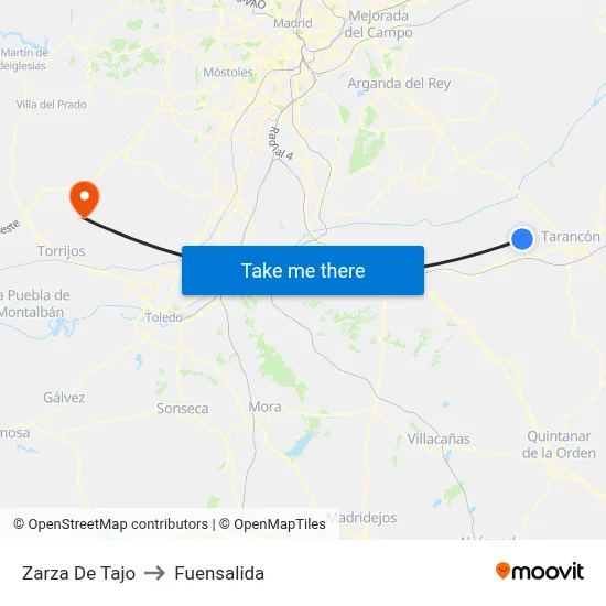Zarza De Tajo to Fuensalida map