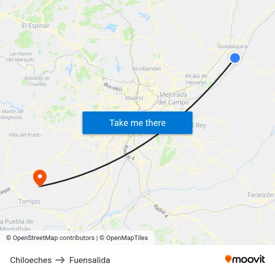 Chiloeches to Fuensalida map