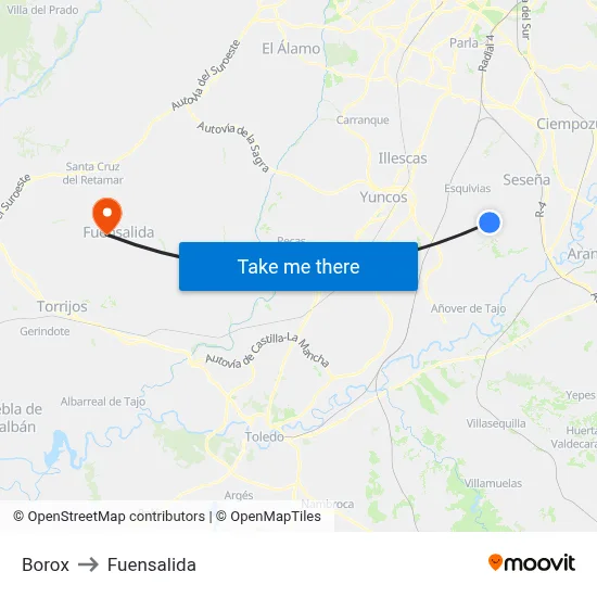 Borox to Fuensalida map