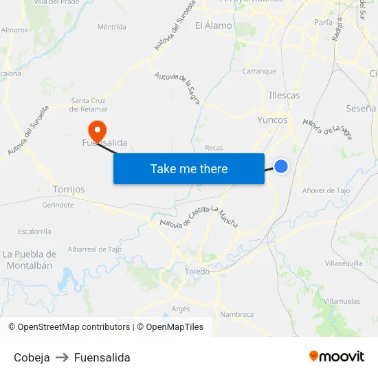 Cobeja to Fuensalida map