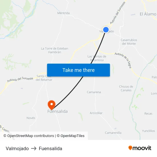 Valmojado to Fuensalida map
