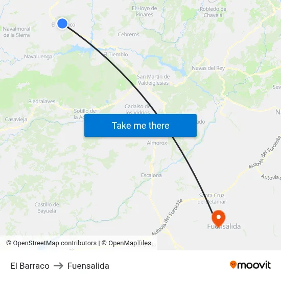 El Barraco to Fuensalida map