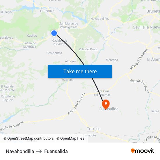 Navahondilla to Fuensalida map